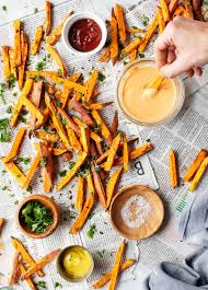 Serve fries with the dipping sauce! Baked Sweet Potato Fries Recipe Love And Lemons