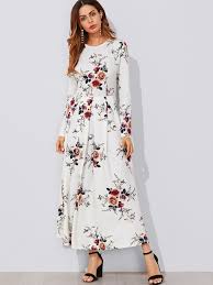 Shop Flower Print Box Pleated Dress Online Shein Offers Flower Print Box Pleated Dress More To Fit Yo Box Pleated Dress Elegant Maxi Dress Floral Maxi Dress