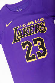 Get all the top lakers mens gear for all your favorite basketball fans. Lebron James Los Angeles Lakers Nike City Edition Name And Number T Shirt Youth Purple Stateside Sports