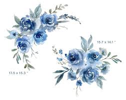 Blue Watercolor Flowers Clipart Wedding Roses Watercolour Floral Clip Art Indigo Navy Sapphire Bouquets Arrangements Free Commercial Use Png In 2020 Blue Flower Tattoos Blue Watercolor Floral Watercolor Flowers