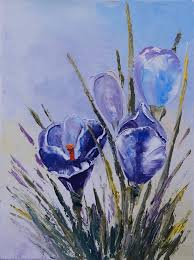 Palette Knife Oil Painting For Beginners Crocuses 2016 Svetlana Kanyo Art Oil Painting For Beginners Painting