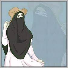 Mata rambut dan senyum terangkai di bibirnya. Gambar Animasi Wanita Hijab