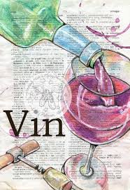 Impression Vin Vin Francais Mixtes Medias Dessin Sur La Etsy Book Page Art Book Art Wine Art