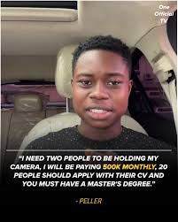 Na real mockery be this. This uneducated content creator, Peller, just drop  announcement say he need two camera holders, and na ₦500k monthly salary  for each person. But e come add say