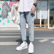 Blauwe reell baggy jeans voor heren. Malling Fashion Seluar Jeans Lelaki Vintage Ripped Jeans For Men Korean Style Mens Casual Straight Loose Jeans Nine Pants Men S Clothing 2020 New Lazada