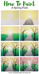 How To Paint A Spring Tree Path Semplici Dipinti Acrilici Scalini Dipinti Come Dipingere