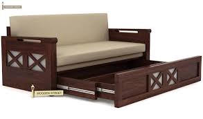 Buy Medway Convertible Couch King Size Walnut Finish Online In India Wooden Street Sofa Cumbed Design Sofa Bed Design Sofa Furniture