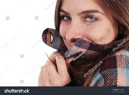 Cute Bruenette Hiding Her Smile Her Stock Photo 6144955