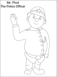 Vector of a cartoon police officer controlling traffic coloring. Mr Plod Printable Coloring Page For Kids