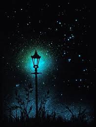 Glow In The Dark Art Star Poster The Lamp Post And Orion Etsy Dark Paintings Glow In The Dark Glow Paint