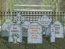 Create A Graveyard Halloween Tombstones Halloween Tombstone Sayings Halloween Yard Displays