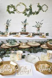 Gold White Gender Neutral Baby Decorations Make The Mummy To Be Feel Special With These Classy Classy Baby Shower Baby Shower Brunch Baby Shower Decorations