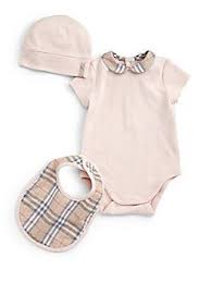 Burberry Infant S Three Piece Check Bodysuit Bib Hat Set Saks Baby Girl Outfits Newborn Baby Clothes Designer Baby Clothes