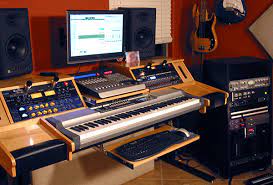 Set up a table or desk on which to organize your equipment. Diy Home Studio Desk Novocom Top
