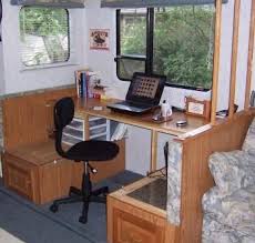 Creating An Rv Desk Out Of An Rv Dinette Dining Booth Remodeled Campers Dinette