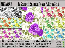 Flowers make the world a more beautiful place. Second Life Marketplace Ro Act Designs 12 Seamless Summer Flower Patterns Set 2
