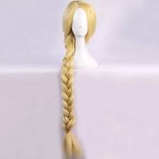 Real life rapunzel with floor length hair needs a helper. 120cm Super Long Blonde Braid Styled Tangled Princess Rapunzel Heat Resistant Hair Cosplay Costume Wig Free Wig Cap Aliexpress