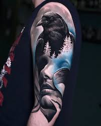 Best Black And Grey Realism Tattoo Artists Uk Woman Raven Artist Volkantattooz Country Uk Follow Skingiants For Daily In 2020 Colour Tattoo Realism Tattoo Ink Tattoo
