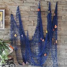 Nautical themed bathroom ideas working with fisherman's netting the coastal chic cottage look is a very popular one because it is fresh, relaxing and just pretty to look at. Nautical Fishing Net Decoration Miyare Fish Netting With Seashell Decor For Bathroom Decoration Beach Themed Room Blue Buy Online In Bahamas At Bahamas Desertcart Com Productid 50078494