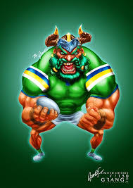 The All Powerful King Raider Print By Grange Wallis Rugby Logo Raiders Wallis