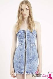 Topshop Onden Fermuarli Jean Elbise Modelleri Kadinlive Com Denim Dress Dresses Denim Trends
