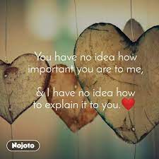 Owlman5 i would say that person#2 is actually trying to impress person #1 to some extent by saying you have no idea how much. You Have No Idea How Important You Are To Me I Nojoto