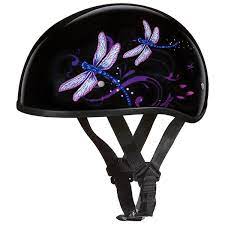 Daytona Womens Purple Dragonfly Dot Skull Cap Motorcycle Half Helmet Motorcycle Helmets Half Custom Choppers Half Helmets