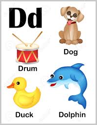 The letter o words with pictures are given here. Cute And Colorful Alphabet Letter D With Set Of Illustrations And Words Printable Sheet Royalty Free Cliparts Vectors And Stock Illustration Image 38526469