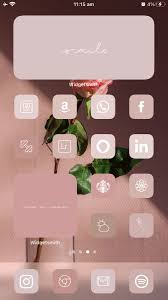 Aesthetic Ios 14 Iphone Home Screen Layout Inspiration App Icon Pack Pink Mauve Neutral Iphone Home Screen Layout Iphone Apps Homescreen Iphone