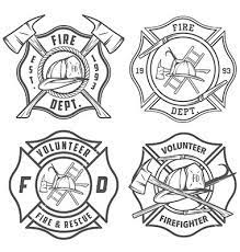 But our firefighting coloring pages provide an impetus for teachers to explain that firefighters are brave public servants who provide an invaluable service to their communities. Set Of Fire Department Emblems And Badges Vector Firefighter Fire Badge Fire Fighter Tattoos