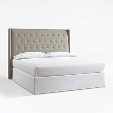 The weight capacity for the full/queen/king is 500 lbs excluding the mattress. Ronin King Tufted Wingback Headboard Grey Reviews Crate And Barrel