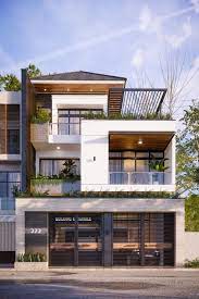 Over 300 block house & cottage plans with basement floor and terrace, plus construction cost estimate. Nha Phá»' 10m 3 Storey House Design Modern Exterior House Designs Facade House
