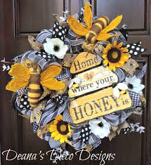 Black And White Wreath Ideas Spring Deco Mesh Wreath Bee Spring Wreath Black And White Wreath Sunflower Wreath Spring Wreath Bee Deco Mesh Wreaths Bee Wreath Spring Deco Mesh Wreaths