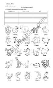What animal groups do they belong to? Classify The Animals Esl Worksheet By Kornzaru