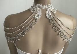Bridal Dress Shoulder Necklace Rhinestone Lace Shoulder Etsy Shoulder Jewelry Shoulder Necklace Wedding Accessories Jewelry