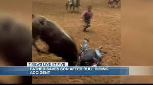 Father of the year' puts himself between son and raging bull