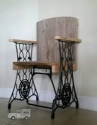 Who Says You Can Only Make Tables From Old Singer Sewing Stands We Created A Unique Chair Us Sewing Table Sewing Machine Tables Singer Sewing Machine Table