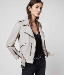 This Style But Black With Black Hardware All Saints Balfern Leather Biker Jacket 498 00 All Saints Leather Jacket Grey Leather Jacket Allsaints Jackets