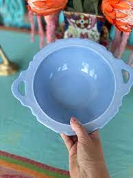 Vintage Delphite Bowl Blue Milk Glass