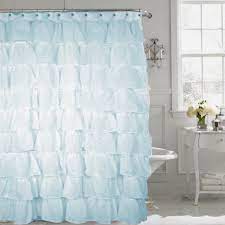 Shop with afterpay on eligible items. Gypsy Spa Blue Shabby Chic Ruffled Voile Fabric Shower Curtain