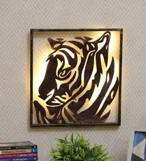 Led wall art home decor. Buy Brown Metal Tiger Frame With Led Wall Art By Malik Design Online Wildlife Metal Art Metal Wall Art Home Decor Pepperfry Product