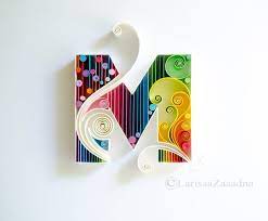 Also you will receive two pdf files with recommendations for making letters and перевод не получился по техническим причинам. M Quilled Wall Paper Art Letter M Quilling Paper Art Etsy Paper Quilling Designs Quilling Designs Quilled Paper Art