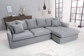 Grosses Ecksofa Heaven 255cm Grau Leinenstoff Inkl Kissen Landhausstil Riess Ambiente De Ecksofa Landhaus Sofa Landhausstil Wohnzimmer
