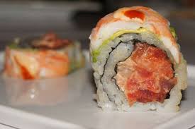 Home of the monster sushi rolls. Monster Roll White Fish Spicy Mayo And Scallions Inside It Is Topped With Shrimp Avocado And Wasabi Sauce Homemade Sushi Sushi Food