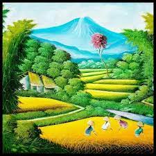 Pemandangan, outdoor, gunung, awan, langit, matahari terbit, matahari terbenam, bidang, pedesaan, sinar matahari, pagi, bukit, fajar, lembah. Jual Promo Asyik Lukisan Pemandangan Alam Pegunungan Dan Sawah Ukuran 80x60 Neww Di Lapak Hanana Savir Bukalapak