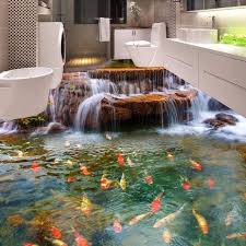 Nach 3d Boden Tapete Wasserfall Karpfen Badezimmer Boden Wandmalereien 3d Pvc Selbst Adhesive Wand Badezimmer Boden Tapete Schlafzimmer Wasserfester Bodenbelag