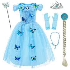 Cinderella Birthday Dress For 3 Year Old Princess Cinderella Costume Girls Dress Up With Accessories 4 5 Years Blue 110cm Best Princess Costumes For Girls Disney Princess Dress Up Cinderella Costume