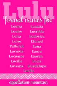 Lulu Names Lucienne Tallulah Louise Appellation Mountain French Baby Names Southern Baby Names Baby Girl Names