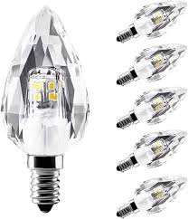 Amazon Com Crystalumia Genuine Crystal Led Light Bulbs Non Dimmable Candelabra Base E12 Efficient 4 5w 40w Warm White 2700k Perfect Luxury Complement For Chandeliers And Decorative Lamps 6 Pack Count Home Improvement