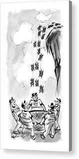 Lemmings Jump Off A Cliff Below A Save Acrylic Print By Lee Lorenz Doodle cute miniature about leadership and deadline. lemmings jump off a cliff below a save acrylic print